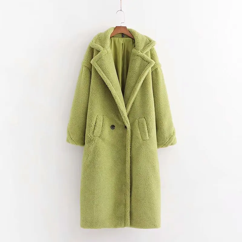 Heydress, Женское зимнее теплое длинное пальто из искусственного меха, винтажное, с длинным рукавом, женское, толстое, плюшевый мишка, пальто, повседневное, свободное, большие размеры, верхняя одежда