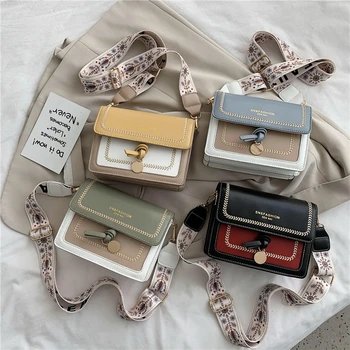 

OLSITTI Contrast Color PU Leather Crossbody Bags for Women 2020 Handbag Shoulder Women Simple Messenger Bag