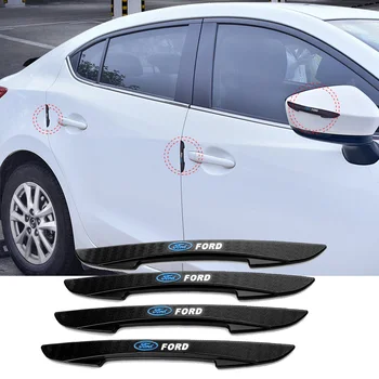 

4PCS Car Side Door Edge Protector Strip Scrape Guard Bumper Guards Handle Cover 3D Sticker for Ford Fiesta Mondeo ST Fusion etc
