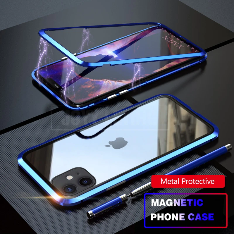 Для iPhone 11 Pro Чехол Магнитный чехол для Max противоударный бронированный