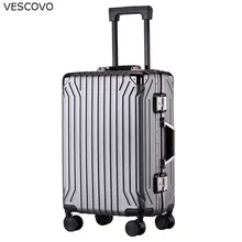 VESCOVO сверхлегкий багаж алюминий рама Дорожный чемодан 2" 24 дюймов прокатный багаж Spinner брендовая сумка на колесиках