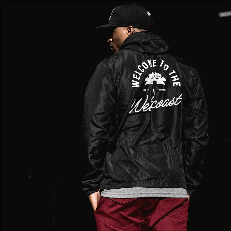 Spring And Autumn New Men'S Fashion Gym Sport Coat Windbreaker Men'S Thin Coat Hooded Casual Windproof Rain Jacket