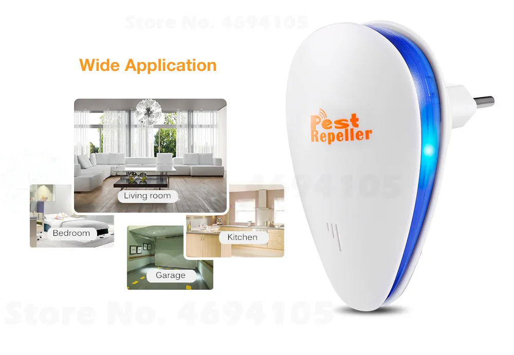 Ultrasonic Electronic Pest Repeller Repels Mice / Bed Bugs / Mosquitoes / Spiders for Home Office