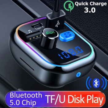 

PD 3.0 Car Charger Bluetooth 5.0 FM Transmitter Three USB Port Type-C Charger Audio MP3 Player Support TF Card U Disk