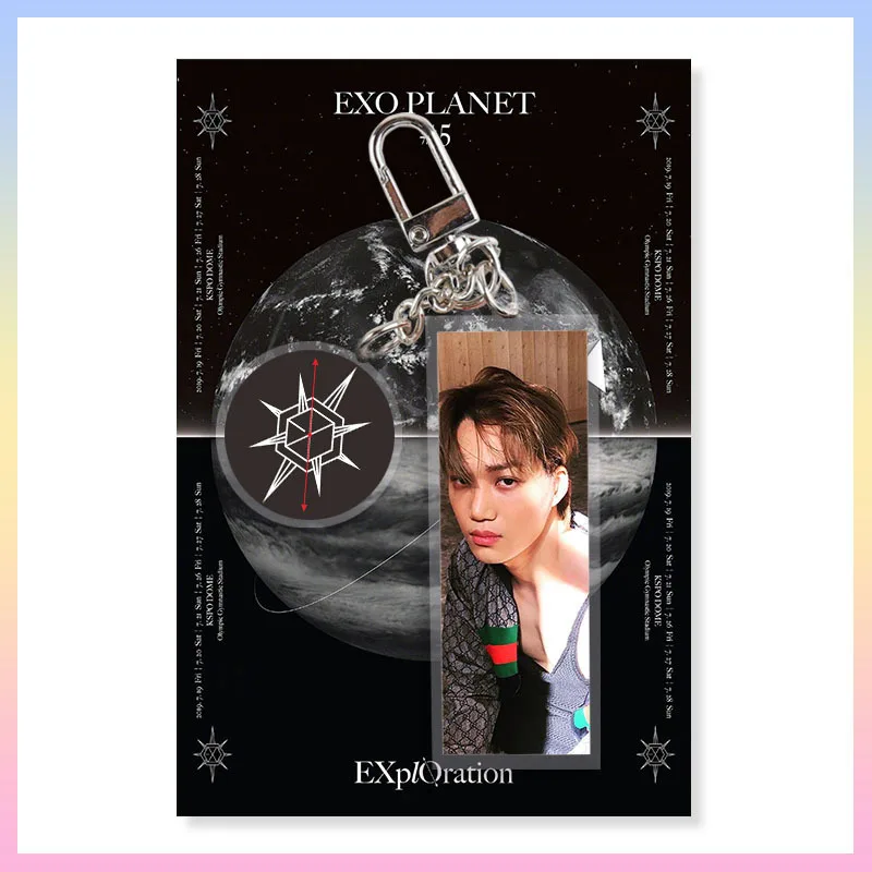 Kpop EXO акриловый прямоугольный брелок подвеска окружающий брелок кольцо EXO альбом фото кулон K-POP принадлежности