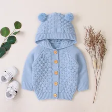 Зимний свитер для новорожденных; Лидер продаж; зимняя куртка для маленьких девочек и мальчиков теплое пальто для малышей Модная детская вязаная верхняя одежда; свитер с капюшоном