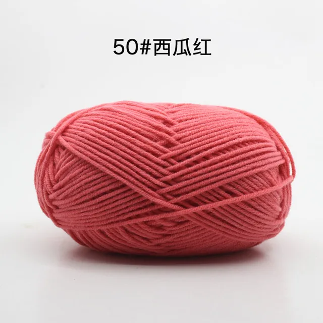 Hot Sale Multi Color Cotton Silk Knitting Yarn Soft Warm Baby Yarn for Hand Knitting thread Supplies 50g/lot No.50 Watermelon