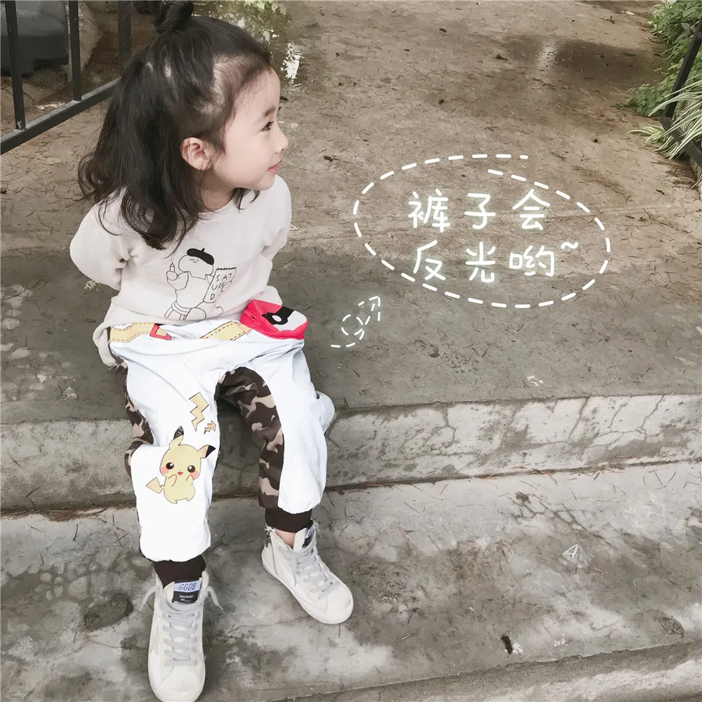 Tonytaobaby/новая зимняя одежда для мальчиков и девочек; детская одежда; светоотражающие камуфляжные Короткие штаны с плюшевой подкладкой