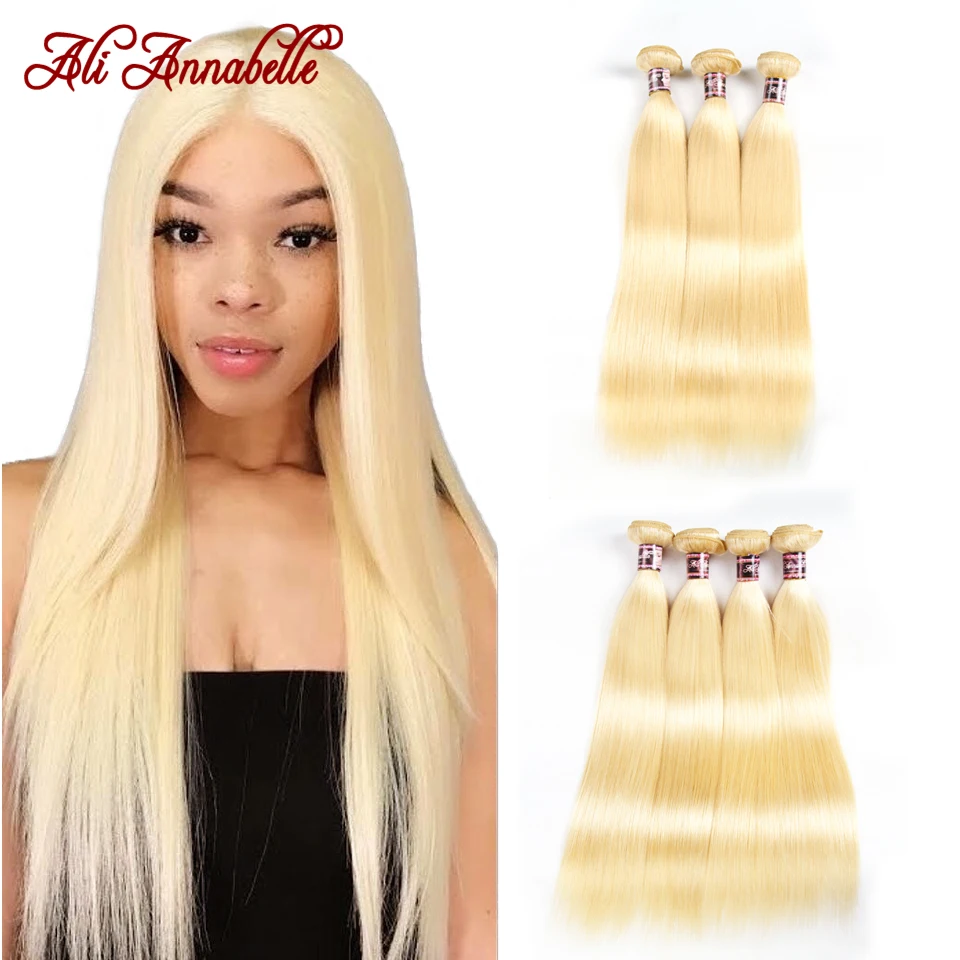 Hair-Bundles Weaving Blonde Straight-Hair Ali-Annabelle 613 10-28-Inch Malaysian Deal