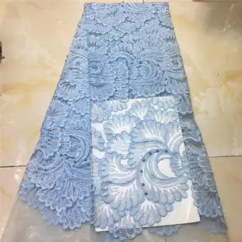 

2019 Latest French tulle lace fabric African 3d sequins lace fabric high quality african lace fabric