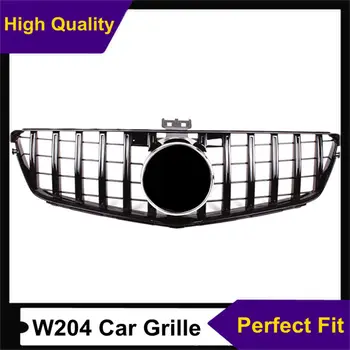 

For B-ENZ W204 C-Class Mesh Grills GT Style 2007-2014 C180 C200 C220 C250 Front Bumper Grille Black/ Silver