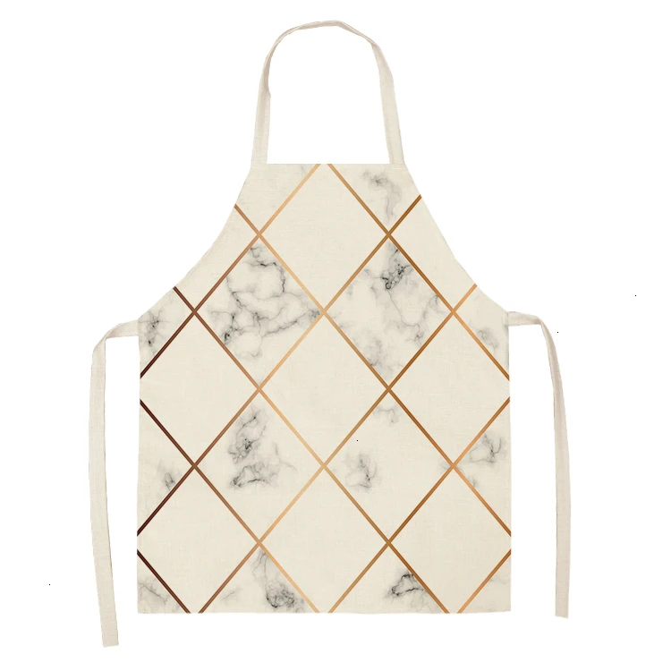 1PC Cotton Kitchen Aprons Linen Printed Sleeveless Pinafore Brief Geometric Women Home Cooking Baking Waist Bib 53*65cm WQL0150 - Цвет: WQL0150-44