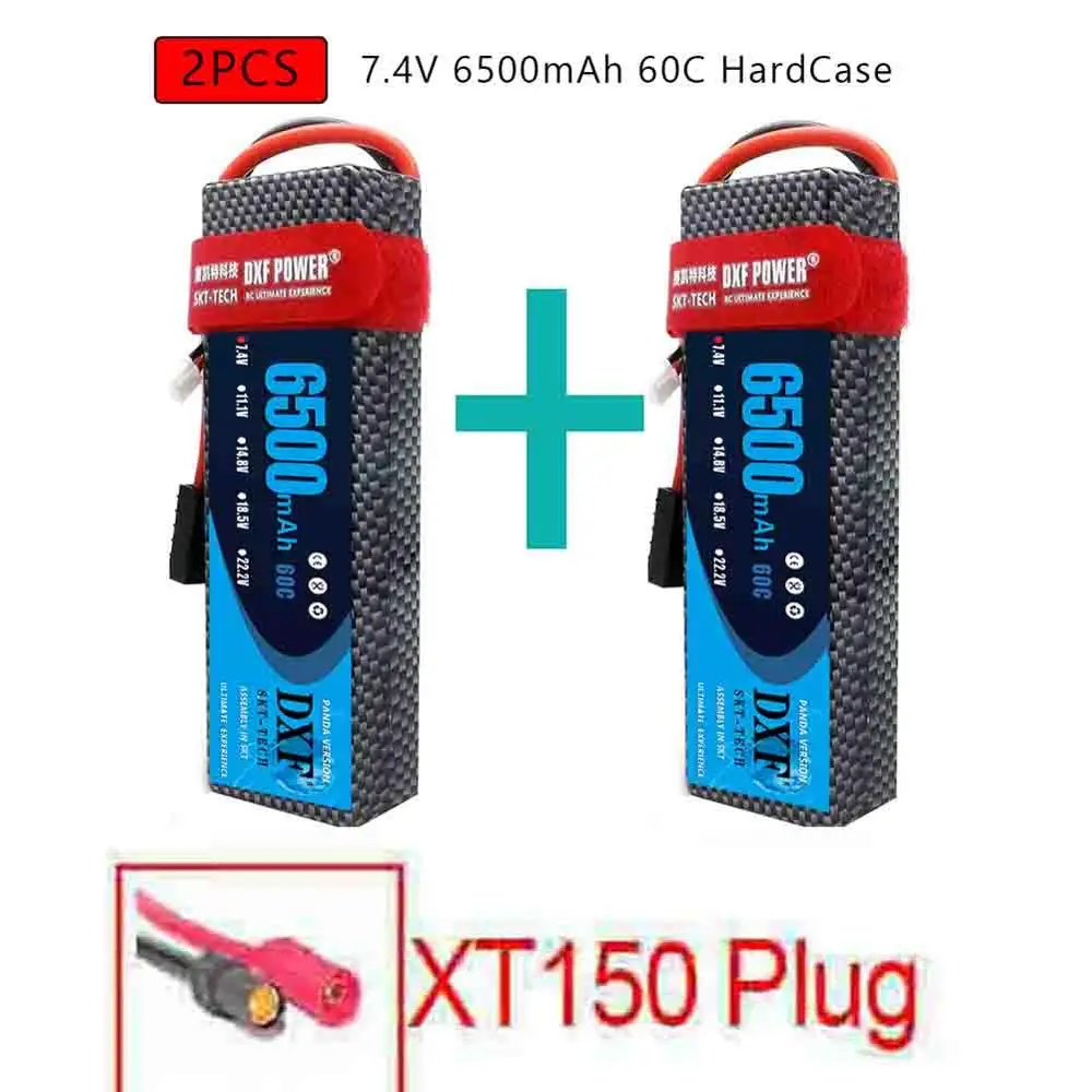 DXF 7,4 V 14,8 V 2S 4S 6500mAh 5200mAh 50C 60C Max 100C 120C LiPo аккумулятор 2S 4S HardCase для 1/8 1/10 RC модель автомобиля Slash Emaxx - Цвет: 2PCS2S5200HARDXT150