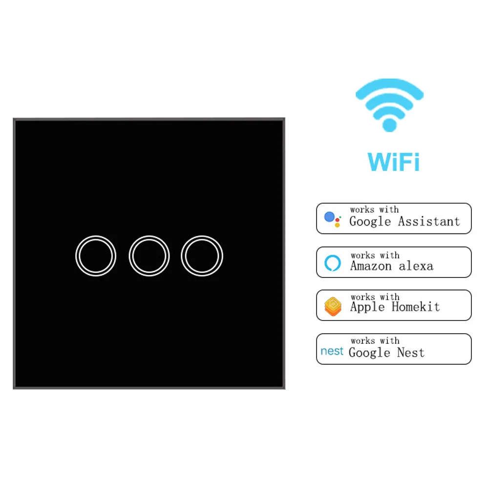 

Smart Light Switch 1 2 3 Gang Wireless Wall Interruptor Touch Control WiFi Switch Compatible With Alexa Google Assistant IFTTT