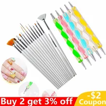 LKE 20 шт./компл. дизайн ногтей, набор инструментов для нанесения точек, рисования лака для ногтей ручка для всех лак для ногтей Гель-лак рисовать маникюрный набор