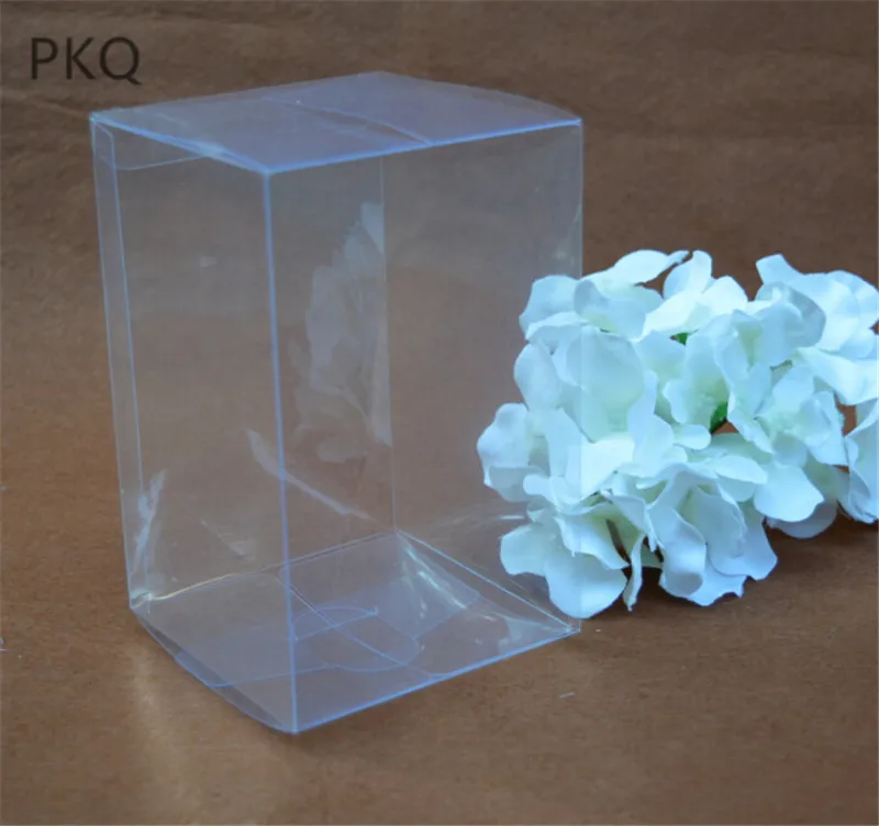 

10pcs/lot 10*W*H cm Wedding Transparent Cube Favor Boxes Sweet Candy Cake Gift Bags Clear Packaging Macaroon PVC Box 9Sizes