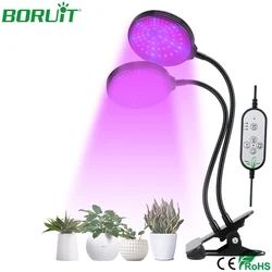 BORUiT 1250LM Full Spectrum Grow Light 4H 8H 12H Timing Dimming Phytolamp for Indoor Tent Greenhouse Flower Seedling