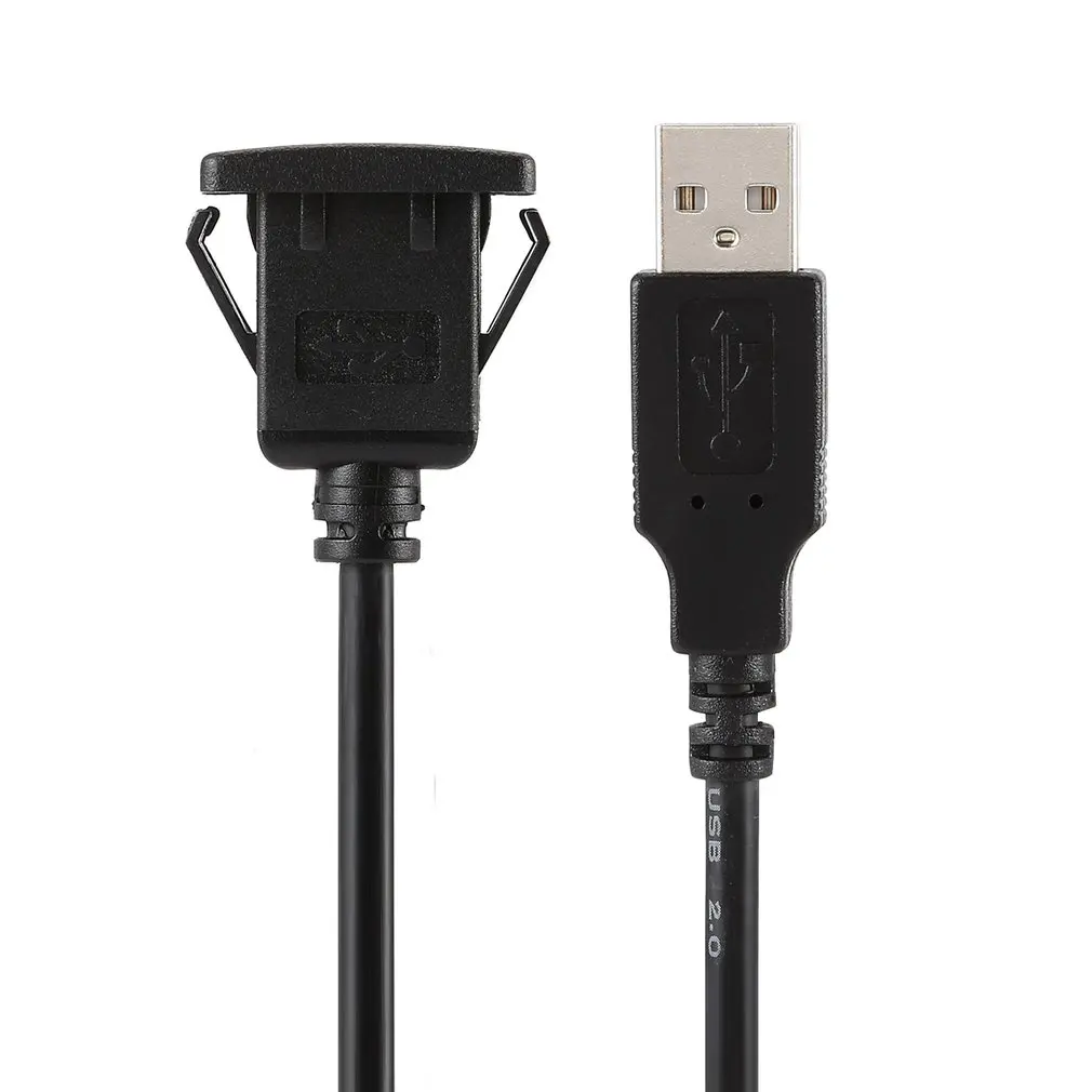 Portable USB Male to Female AUX Flush Panel Mount Extension Cable for Car Truck Boat Motorcycle Dashboard
