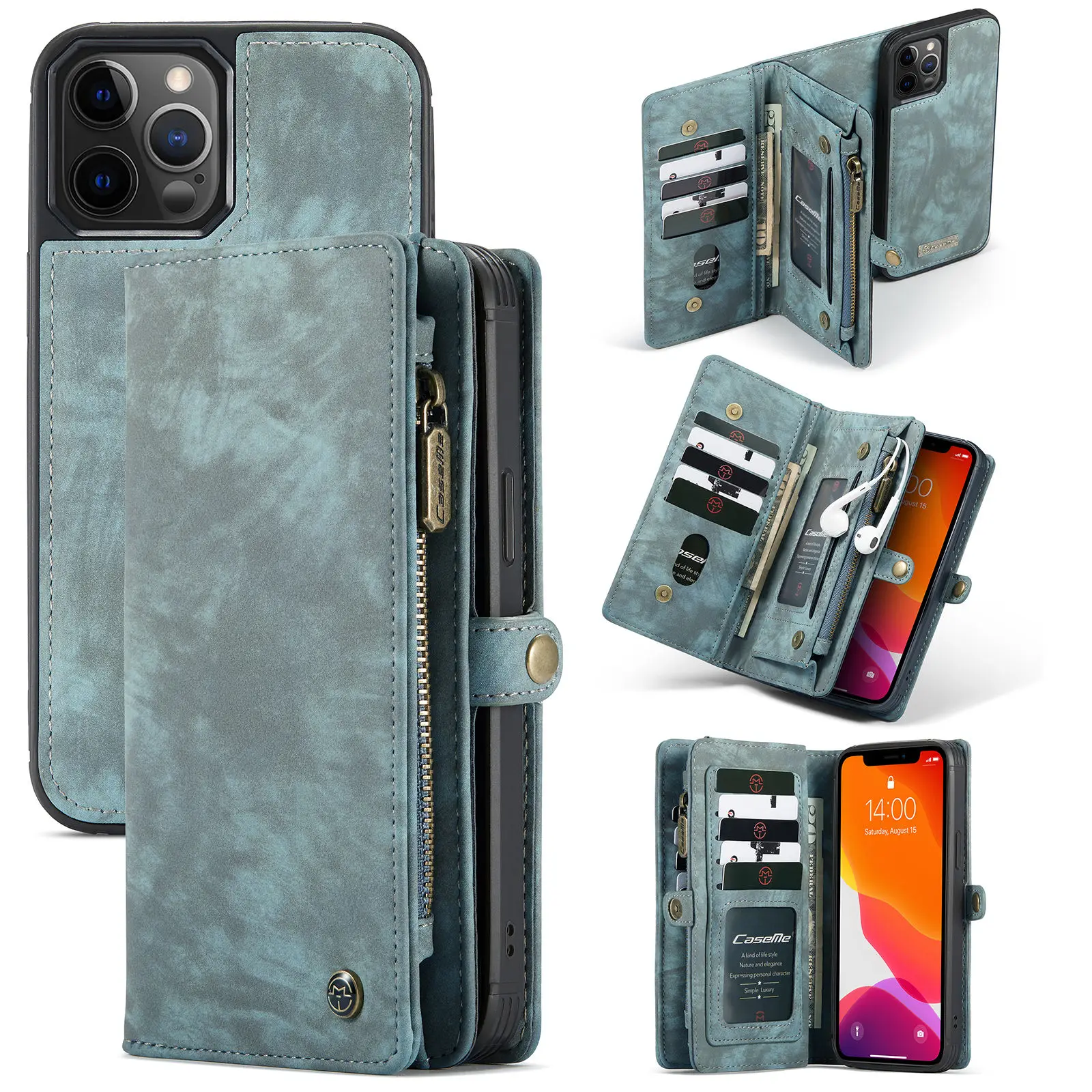 

CaseMe Magnetic Wallet Case For iPhone 12 Pro 11 Pro Max X XS XR SE Cases Flip Detachable Leather Wallet On Cover Phone Cover