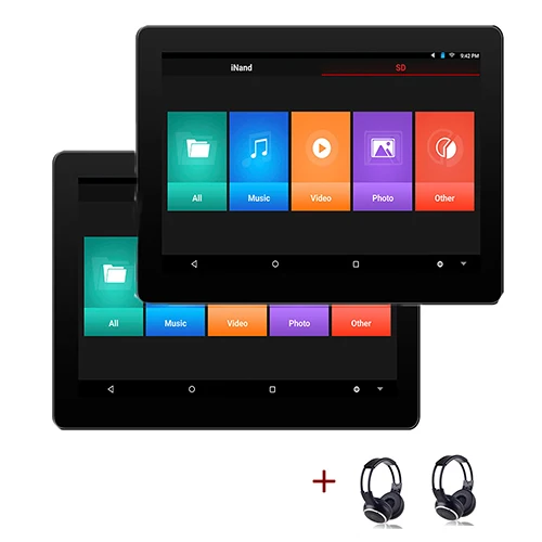 YAZH 10,8 дюймов 16 Гб автомобильный монитор подголовника Android 1920*1080 HD дисплей fm-передатчик с 1 выходом AV, 1 способ AV вход. Выход HDMI - Цвет: 2X 2 BT Headset