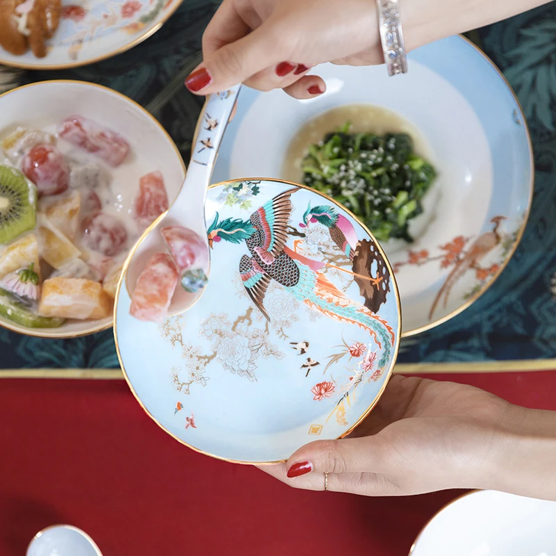 EECAMAIL One Person Bone China набор керамической посуды для дома креативные тарелочки в китайском стиле красный человек Ins подарок на день Святого Валентина