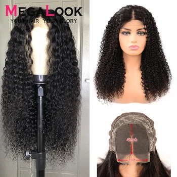 

Kinky Curly Human Hair Wig Closure Wigs For Black Women Lace closure Wig Remy 180% Brazilian Wig 4x4 Closure Wig