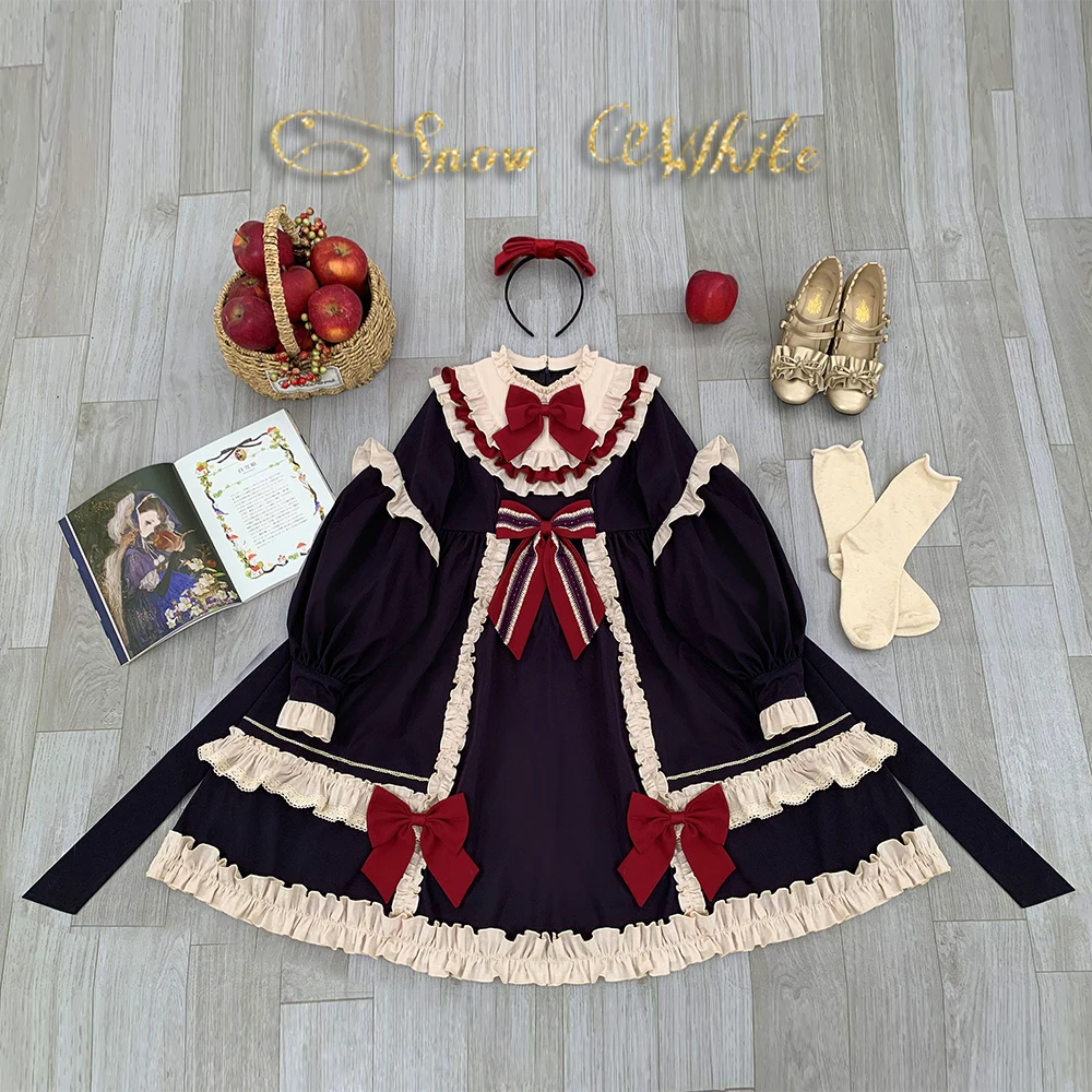 

Original Genuine Lolita White Xueji Op Classical Princess Long Sleeve Spot Daily One Piece Autumn and Winter