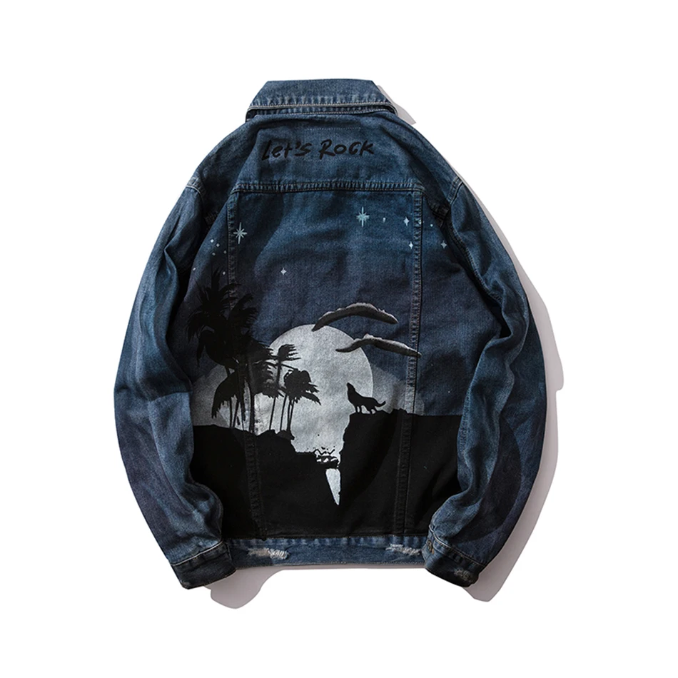 

Fashion Autumn Long Sleeve Ulzzang Harajuku Windbreaker Jeans Jackets Men Lapel Casual Chaqueta Hombre Denim Bomber Jacket