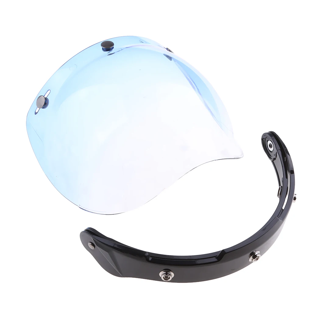 Universal 3 Snap Helmet Bubble Visor Flip Shield Replace for Harley Racing Helmets Accessories, Blue