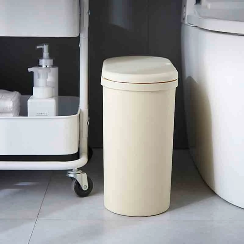 Multifunction 10L Plastic Narrow Type Trash Can Toilet Waste Bin Dustbin Trash Bin Basket Garbage Bucket Brush Bathroom Cleaning