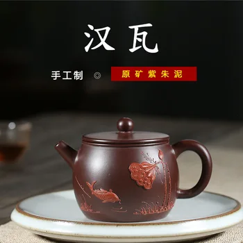 

Teapot Raw Ore Dark-red Enameled Pottery Teapot Famous Pure Manual Applique Originality Style Han Tile Pot Entity Shop Mixed