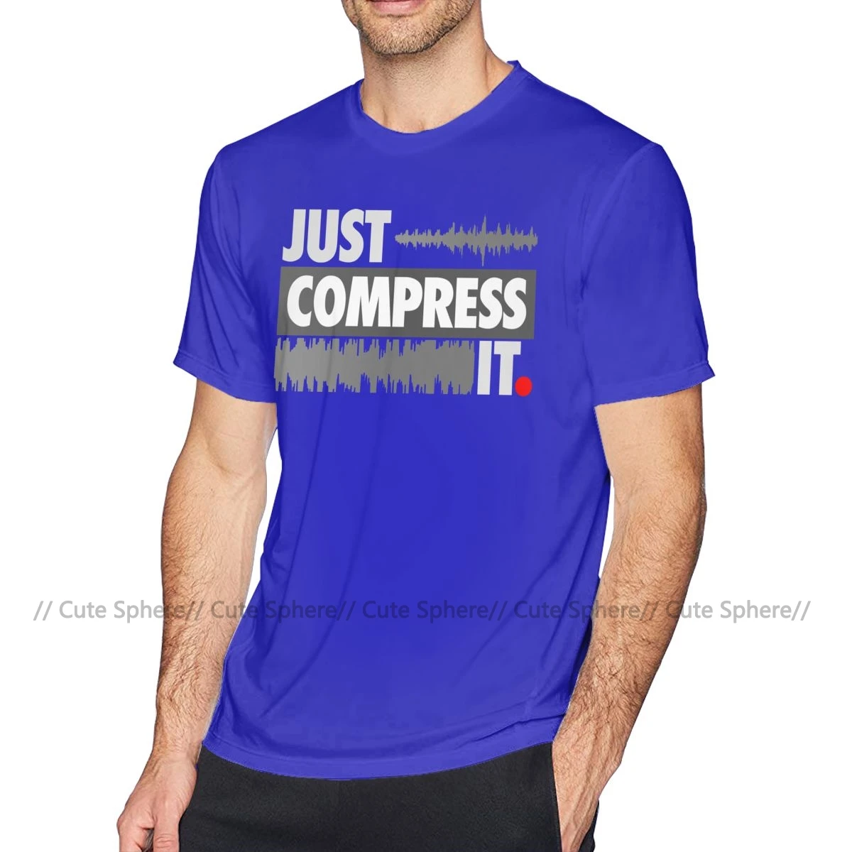 Футболка Just Dance, футболка Just Compress It, мужская повседневная футболка, милая, негабаритная, хлопковая футболка - Цвет: Blue