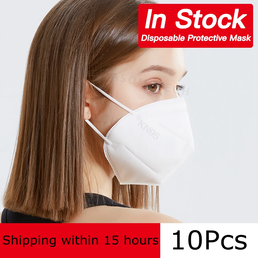 

10 pcs KN95 Face Masks Filtration 95% Protection Mask 4 layer Dustproof and Breathable Safety Masks Features as KF94 FFP2