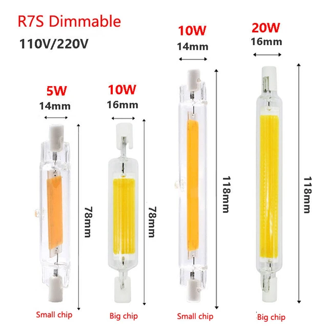 10pcs LED R7S Bulb 189mm 118mm 78mm 30w 20W 10W COB Glass Tube 4000K 3000K  6000K R7S Spotlight Horizontal FloodLight 110V 220V - AliExpress