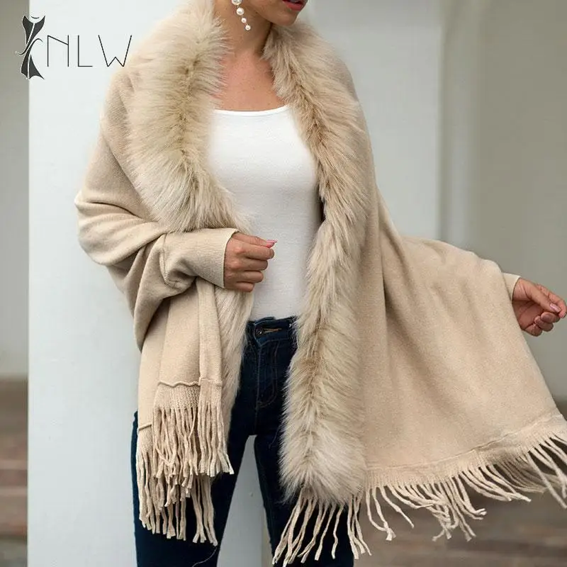 

NLW Fluffy Autumn Winter Cardigans 2019 Women Warm Tassel Oversized Sweater Cardigan 6 Colors Knitted Casual Caridigan Outerwear