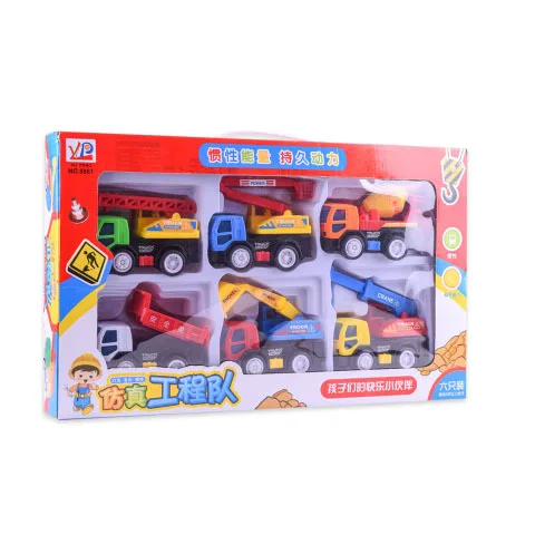 Car Model Educational CHILDREN'S Toy Engineering Vehicle Mixer Excavator Aerial Ladder Truck Six-PVC Bag Boy