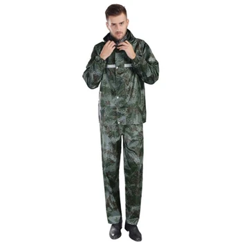 

New Camouflage Adult Raincoat Waterproof Outdoor Rain Pants Cycling Motorcycle Rain Coat Transparent Hat Poncho Rainwear Set