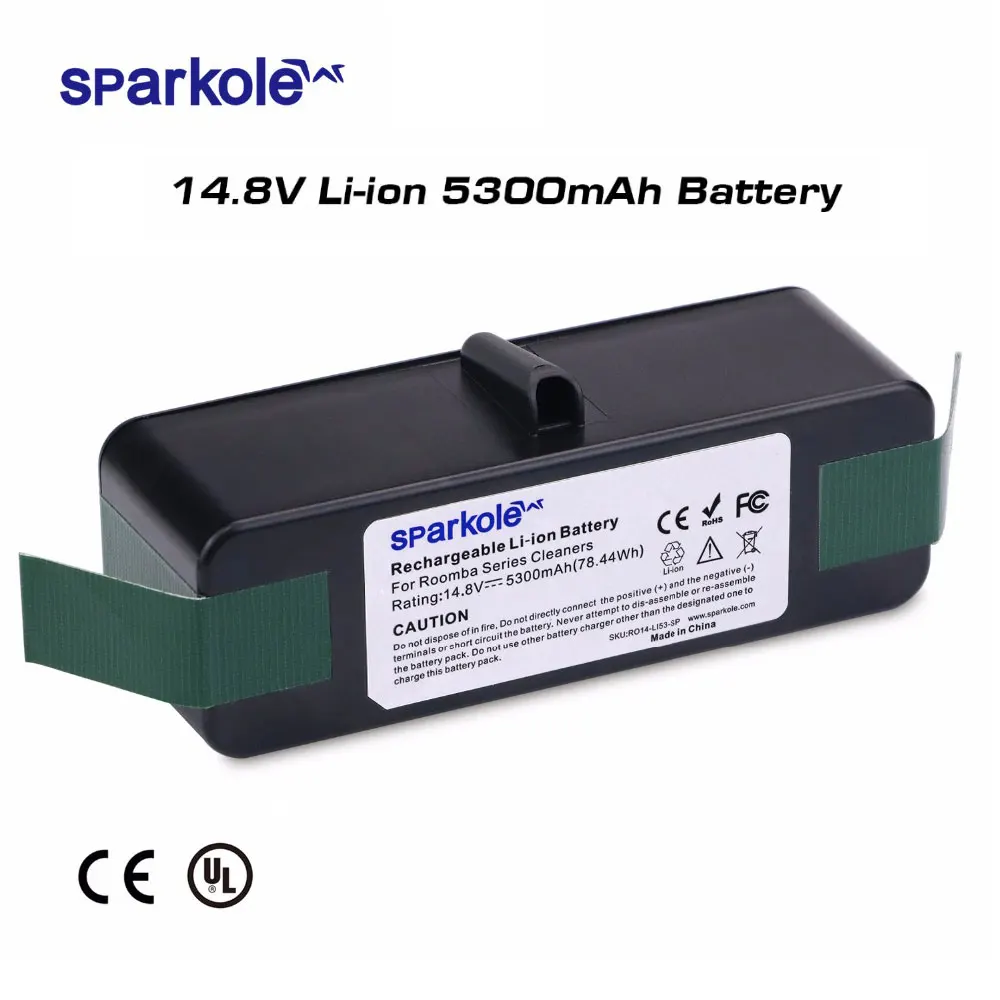 Sparkole 5300 мА/ч, 14,8 в Li-Ion Батарея для iRobot Roomba 500 600 700 800 900 серии 550 560 580 620 630 650 770 780 870 880 980 - Цвет: 5.3Ah