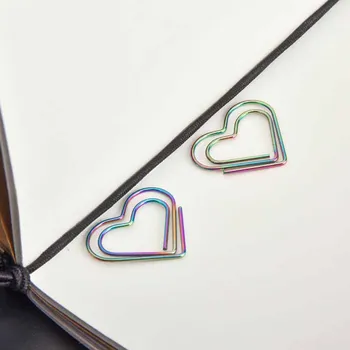 

12 Pcs/box Kawaii Love Heart Colorful Metal Paper Clip for Book Bill Document School Office Stationery Bookmark Supplies