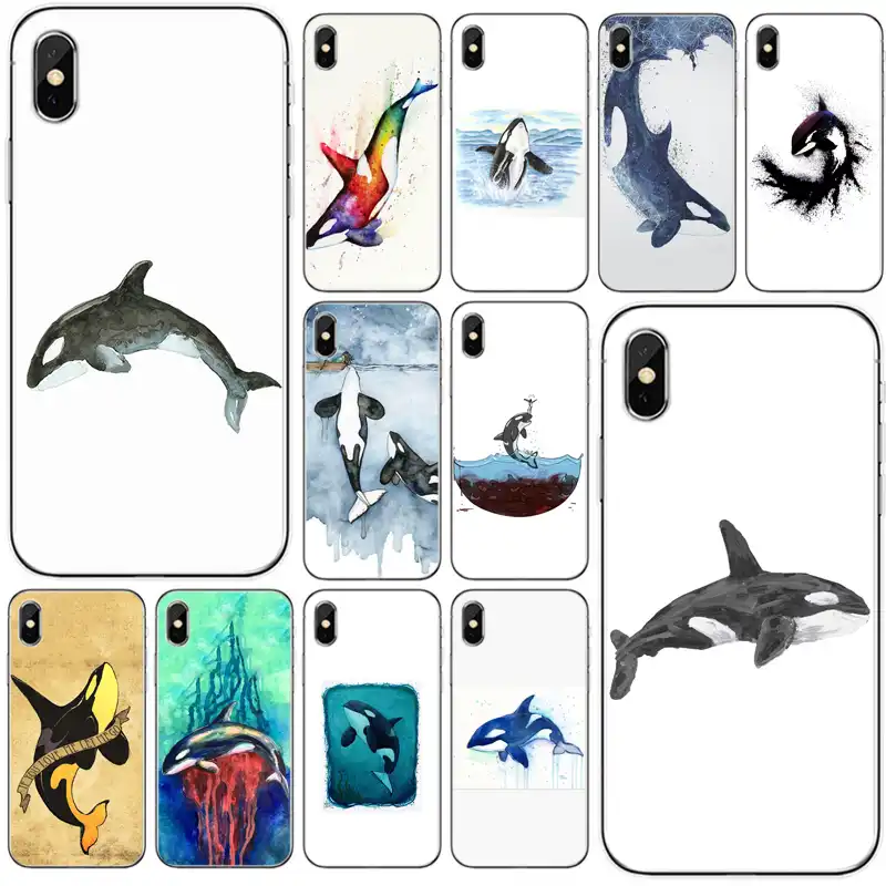 Phone case black iPhone XS killer whale iPhone 8 Plus black and white iPhone X iPhone XS max ocean animal iPhone 8 iPhone XS iPhone se 2020