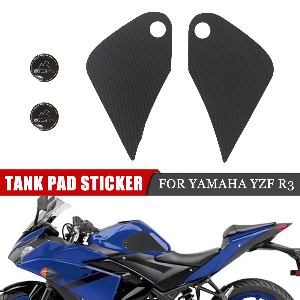 Motorcycle PVC Anti Slip Tank Pad Side Gas Knee Grip Traction Pads Protector Decals For YAMAHA R3 YZF-R3 YZFR3 Decor Stickers oil gas tank fuel cap cover pad sticker protector grip for yamaha yzf r3 yzfr3 2014 2015 2016 2017 2018 2019 2020 3d guard decal