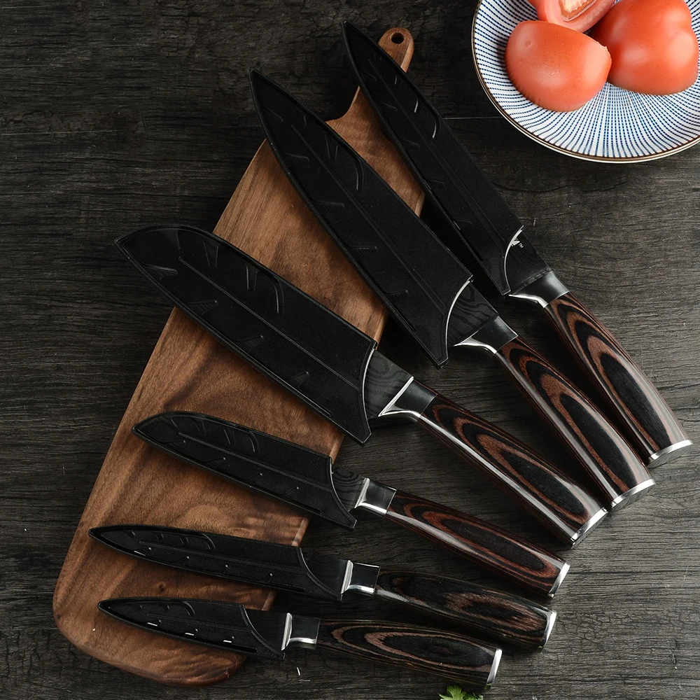 COOBNESS Black Knives Covers Plastic Knife Sleeve For Various Sizes Stainless Steel Kitchen Knives Blade Protector Knife Gadget
