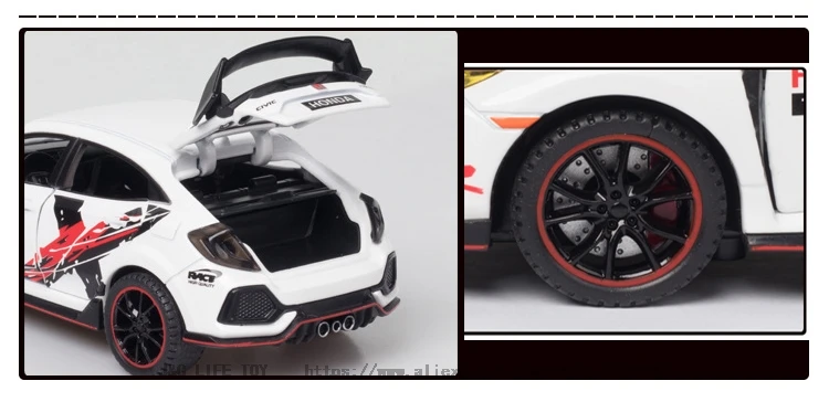 1:32 Honda Civic Type R Limited Edition Toy Car Metal Toy Diecasts &Amp; Toy Vehicles Car Model High Simulation Car Toys For Boy