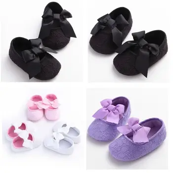 

Babys Soft Sole Handmade Anti-Slip Shoes Infant Girl Toddler Bowknot Floral Prewalkers