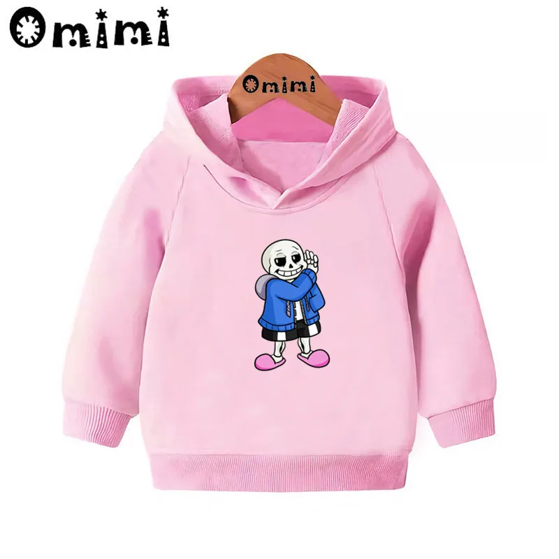 Skull Brother Undertale Sans/милые Свитшоты детские толстовки с капюшоном крутой пуловер для малышей топы для девочек и мальчиков, осенняя одежда KMT2405 - Цвет: Pink-2405E