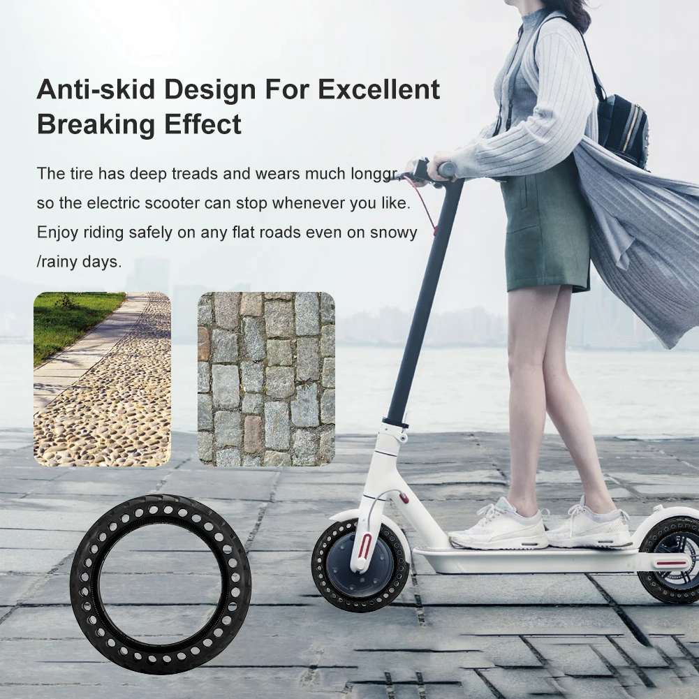 Fit for Xiaomi Mijia M365 Scooter Tire Skateboard Hollow Solid Tyres Shock Absorber Electric Rubber Tires | Спорт и развлечения