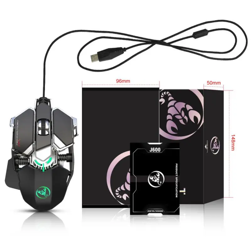 USB игровая мышь 6400 dpi с 9 клавишами, программируемая, цветная, светодиодный, эргономичная, проводная мышь