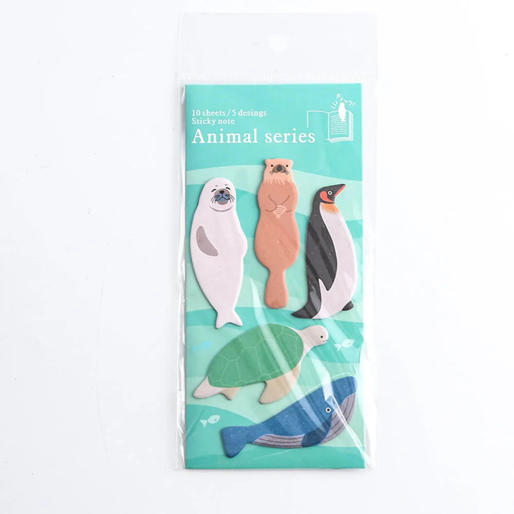 Kawaii Animal Dog Penguin Memo Pad N Times Sticky Notes Memo Notepad Cute Planner Stickers Bookmark Bullet Journal Stationery - Цвет: Зеленый