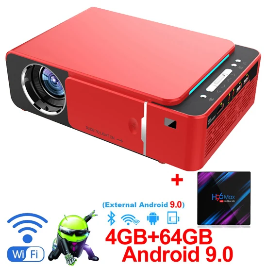 4k projector WZATCO T6 Smart Projector Optional Support 1080p HD LED Portable Mini Projector Android WIFI For Home Theater Game Movie Cinema samsung 4k projector Projectors