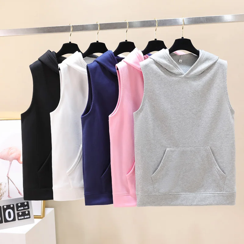Hoodies Sweatshirts Pullover Hip-Hop-Hooded Casual Women Sleeveless Homme Sport Fashion Men